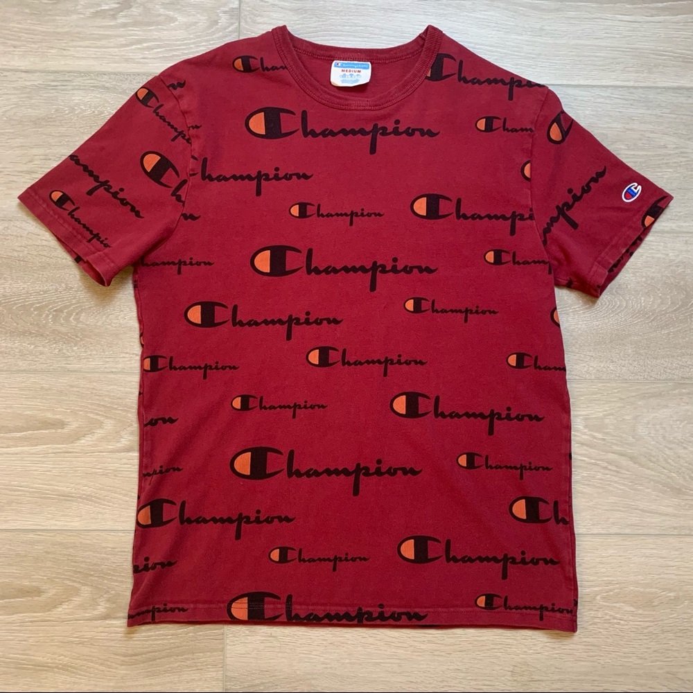 Vintage Champion All Over Print T-Shirt 💎RARE